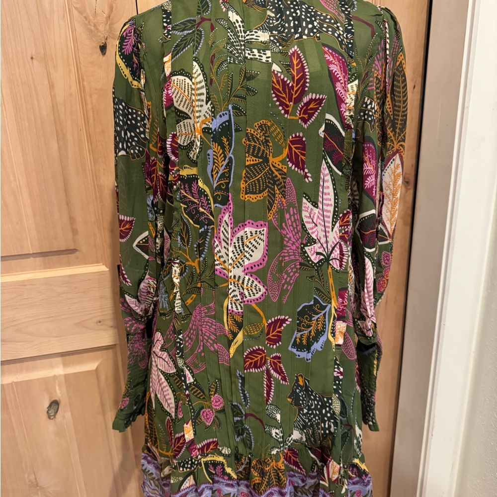 FARM Rio Multicolor Leaf Print Midi Dress